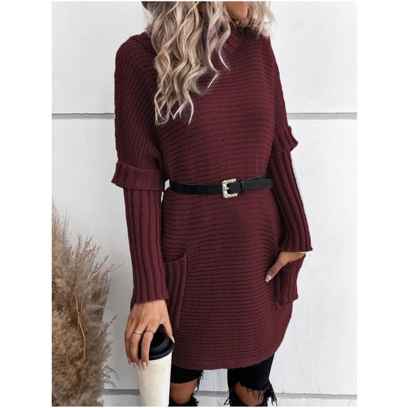 #43 Cozy Cable Knit Pocket Oversized Sweater Top - Picture 4 of 10